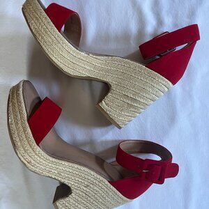 Chinese Laundry Queen Espadrille Wedge Sandal in Poppy Red